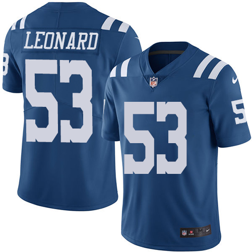 Indianapolis Colts #53 Limited Darius Leonard Royal Blue Nike NFL Youth Rush Vapor Untouchable Jersey->youth nfl jersey->Youth Jersey